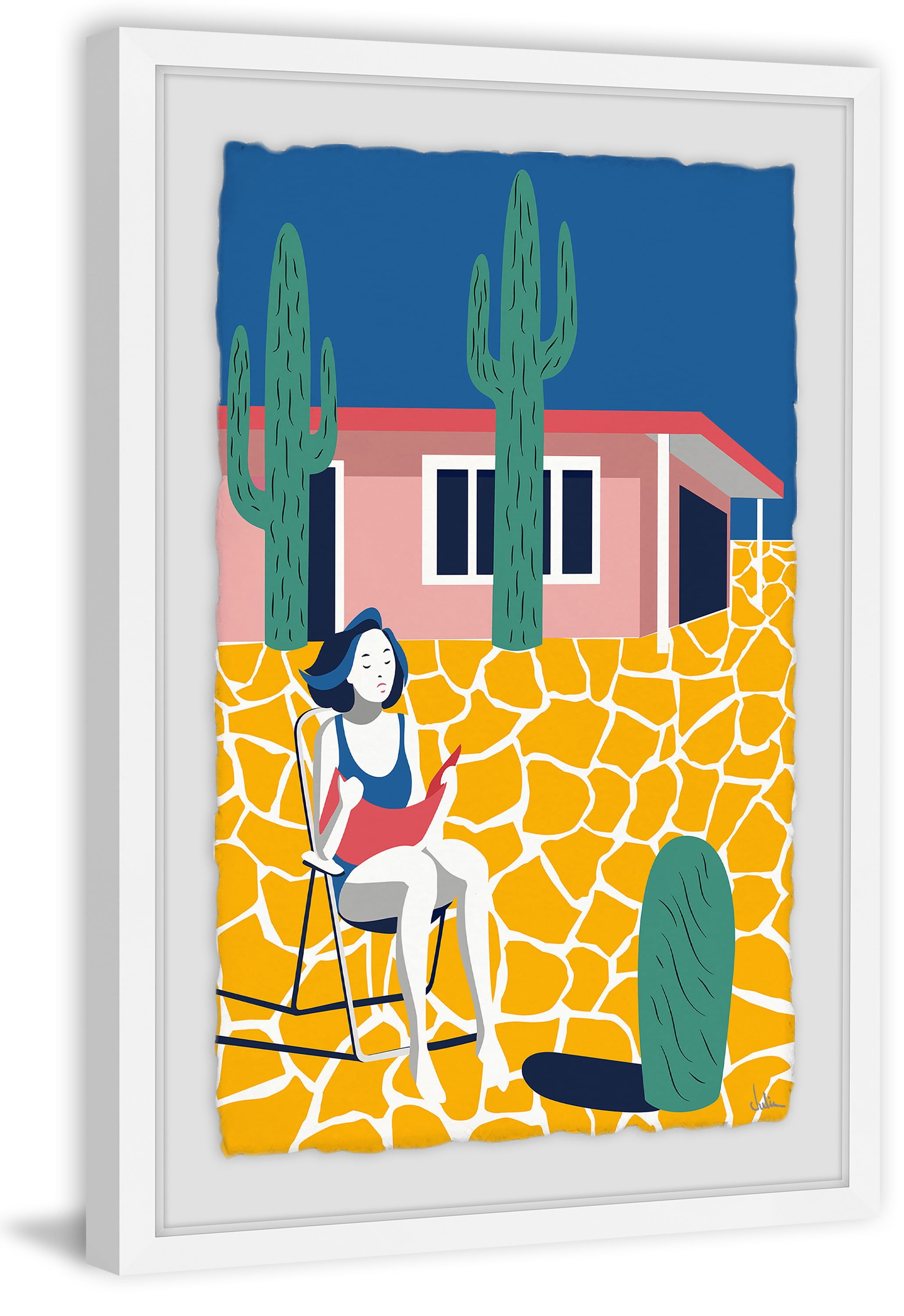 Relaxing Break Framed Painting Print