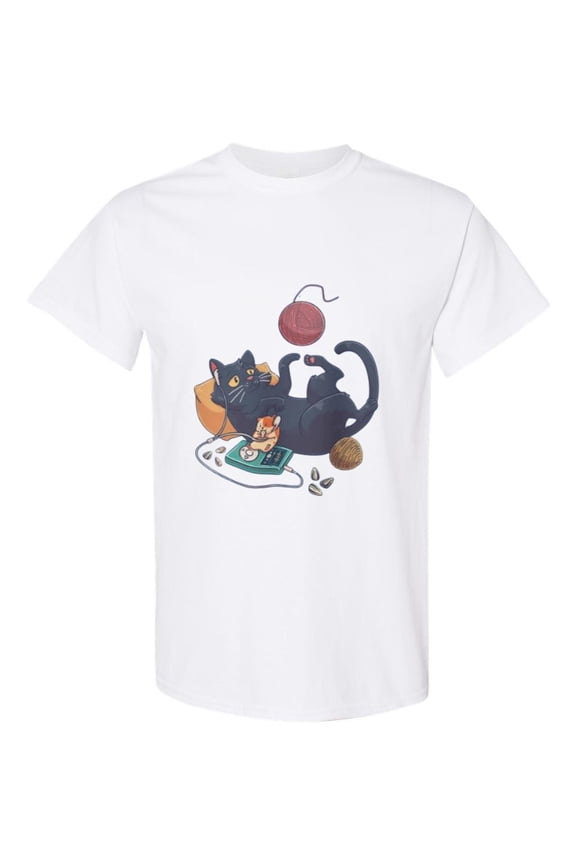 Relaxing Cat Funny Chill Lazy Pet Feline Nap Kitty Cute Animal Graphic T-Shirt, for men & women, up to size 5XL