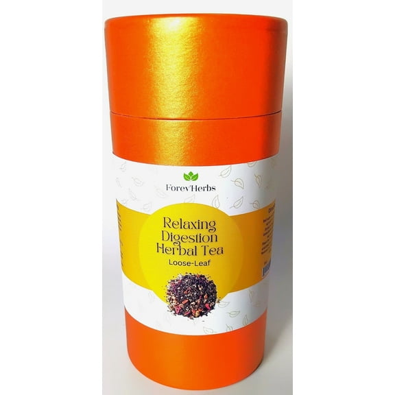 Forev'Herbs Relaxing Digestion Herbal Tea, Caffeine-Free, with Lemon Balm, Peppermint, Ginger, 2 oz