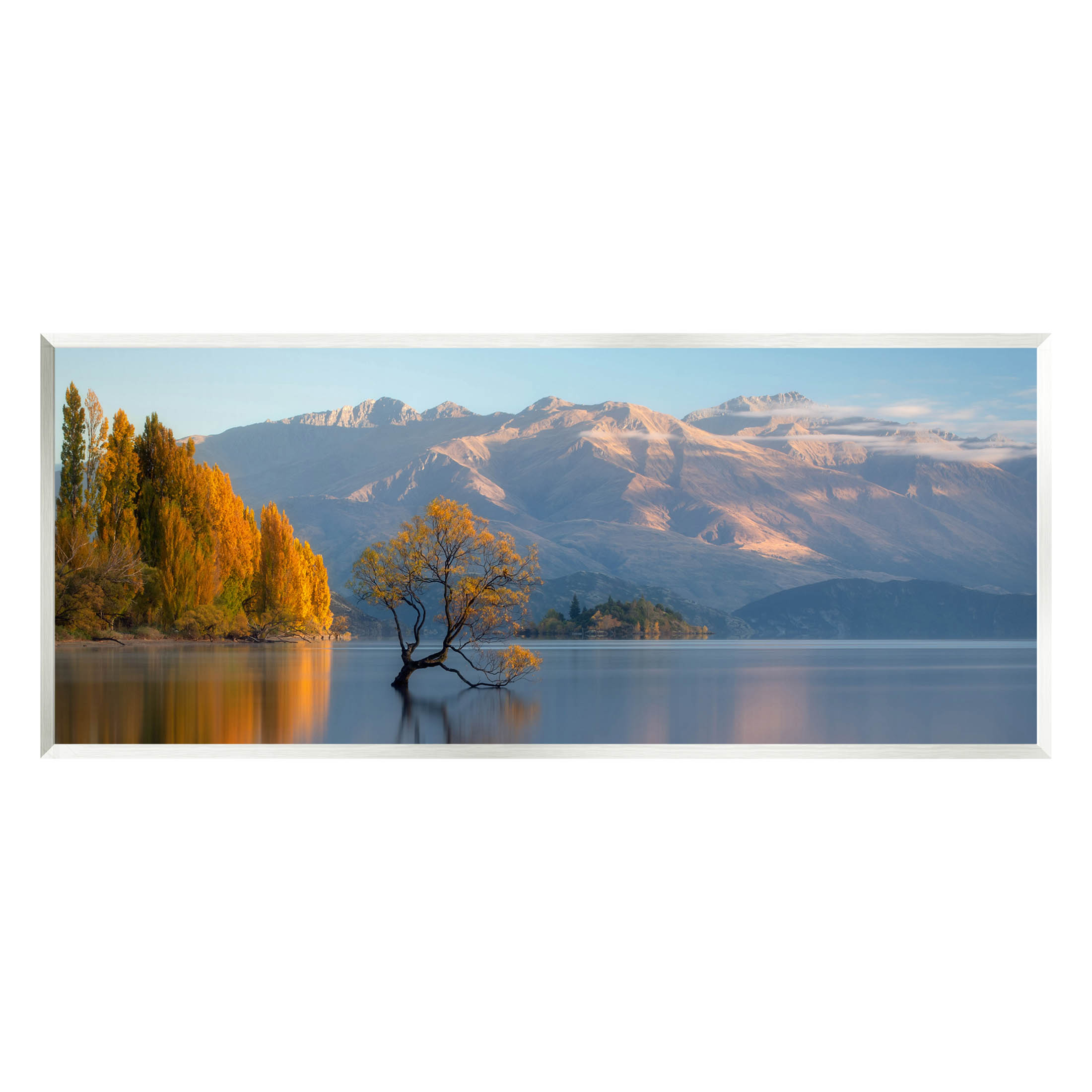 Relaxing Lake Reflection Distant Mountains Landscape Photograph Unframed Art Print Wall Art