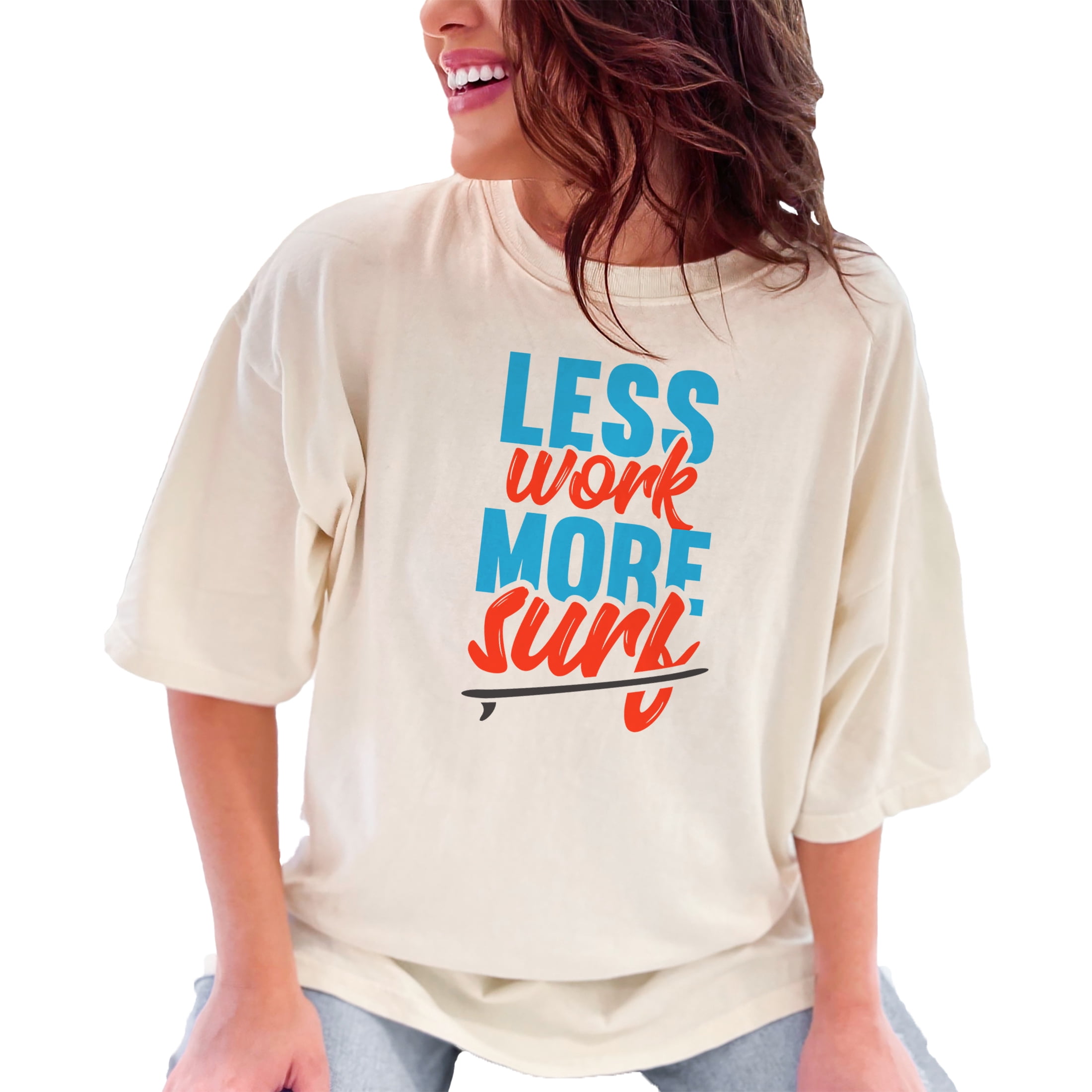 Relaxing Lifestyle Less Of Work More Surf, Ivory Comfort Colors T-Shirt, XL