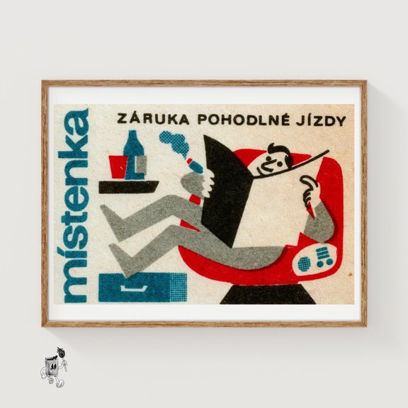 Relaxing Man Czech Matchbox Wall Art Decor Unframed Paper Print