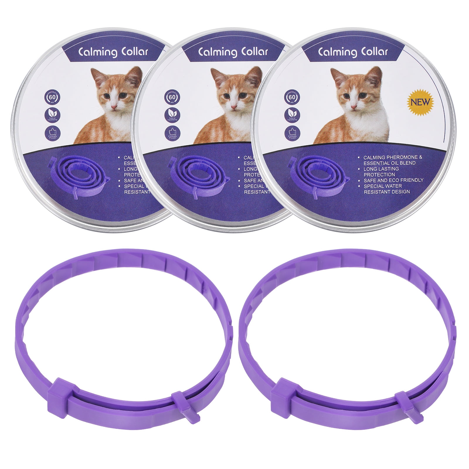 Relaxing Pet Collar Calming Cats Soothing Treats Appease The Plastic Purple 5 Pcs