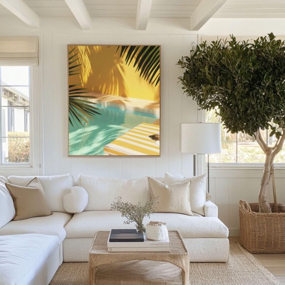 Relaxing Pool Summer Beach House Poster Unframed Paper Print