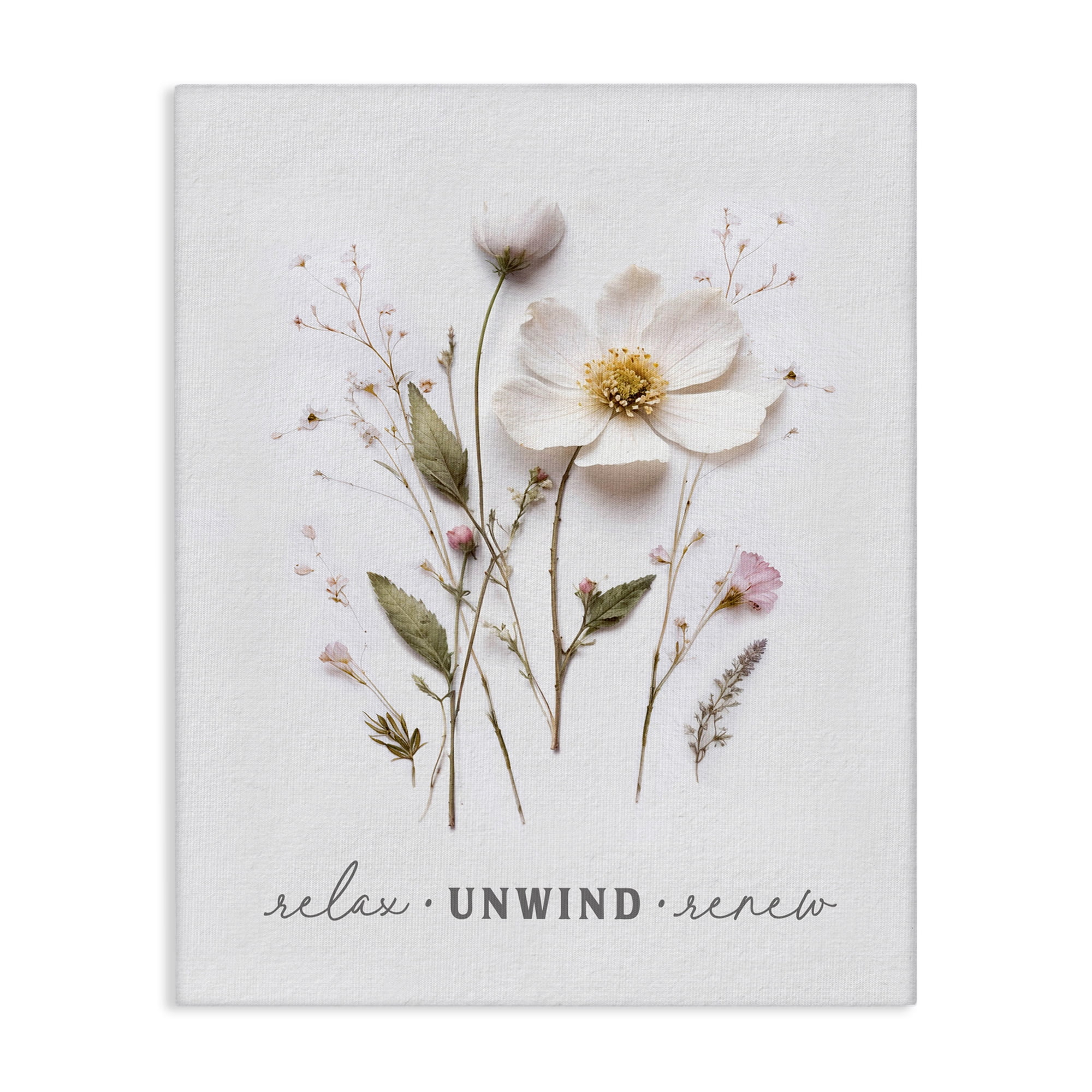 Relaxing Pressed Flowers Canvas Wall Art, design by Lettered and Lined