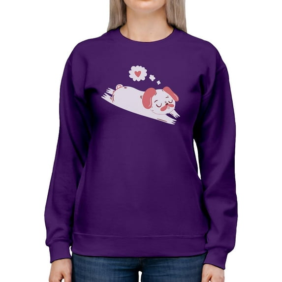 Relaxing Pug In Love Sweatshirt Women -Smartprints Designs, Female Large