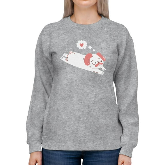 Relaxing Pug In Love Sweatshirt Women -Smartprints Designs, Female Small