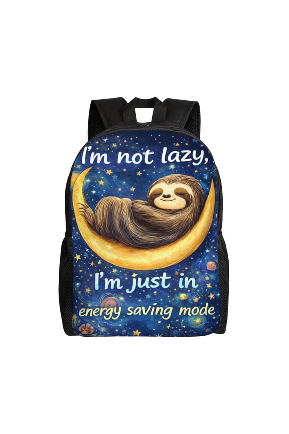 Relaxing Sloth Backpack Full Front Print Travel Laptop Bag for Men and Women