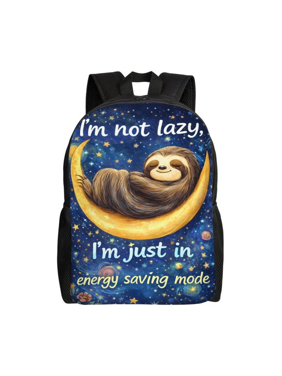 Relaxing Sloth Backpack Full Front Print Travel Laptop Bag for Men and Women