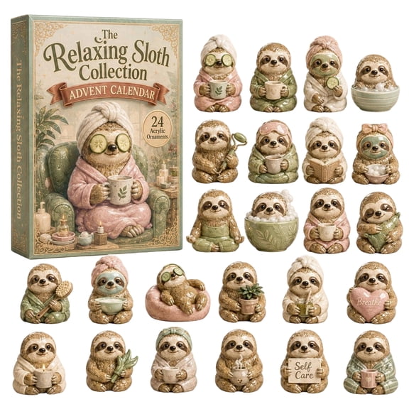 The Relaxing Sloth Collection Advent Calendar, 24 Pieces Spa Sloth Acrylic Ornaments, Holiday Countdown Surprise Box, Holiday Gift for Sloth Fans Kids Teens Adults
