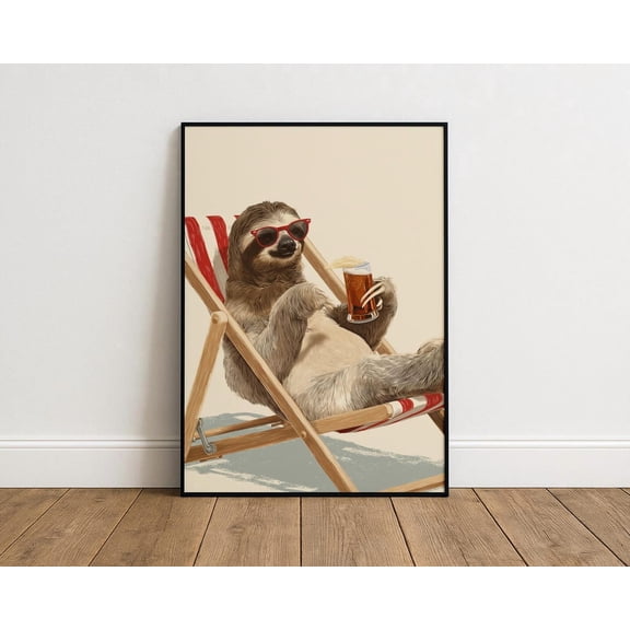 Relaxing Sloth Poster – Retro Animal Wall Art For Home Or Office, Unframed Poster Size 24x36