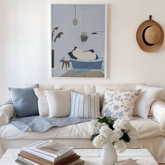 Relaxing Snorlax Bathtub Pokemon Kawaii Anime poster Wall Art Decor 8x12 UNFRAMED