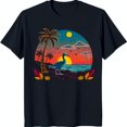 thumbnail image 1 of Relaxing Tropical Scene T-Shirt Tree Sunset Ocean & Bird Design, 1 of 5