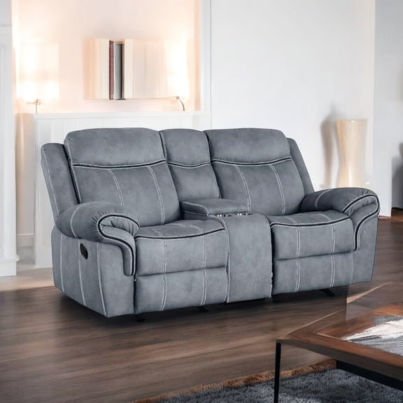 Relaxing Two Tone Velvet Chair - Tight Back And Seat Design Elegant Reclining With Port & Console Add Class To Your Space