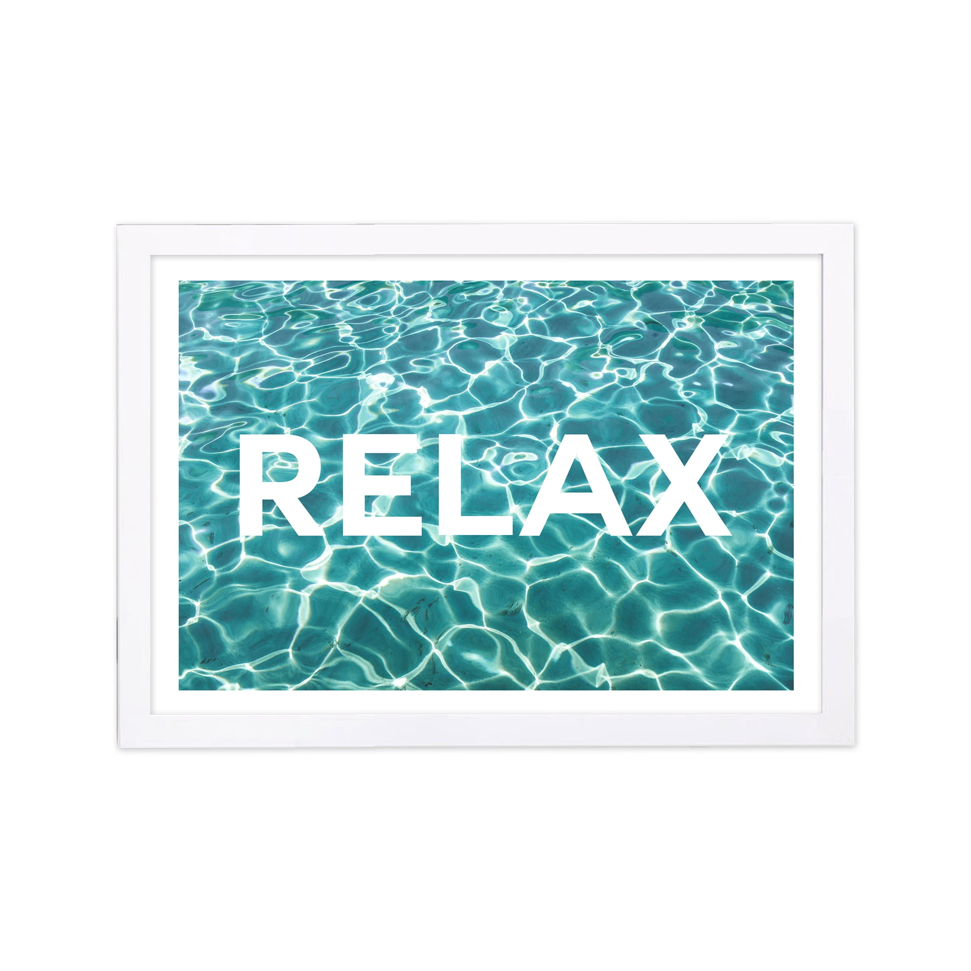 Wynwood Studio Typography and Quotes Framed Wall Art Prints 'Relaxing Water' Motivational Quotes and Sayings - Blue, White, 19" x 13"