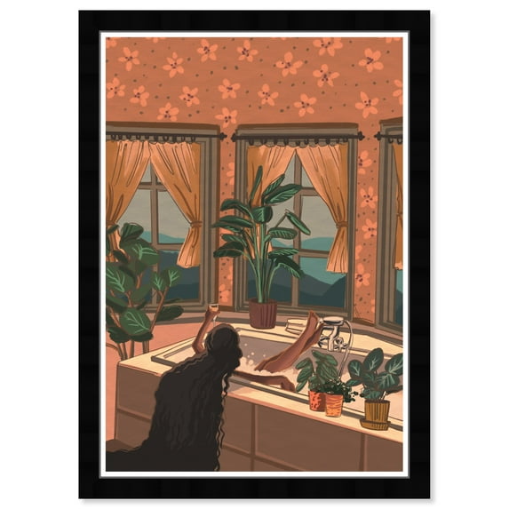 Relaxing and Enjoying The View 13 in x 19 in Framed Painting Art Prints, by Wynwood Studio