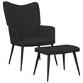 Relaxing chair with stool black fabric