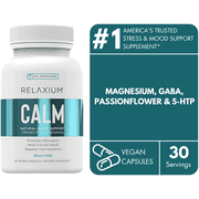 Relaxium Calm Stress & Mood Support Supplement with Ashwagandha, 5-HTP, GABA, Non-Habit Forming, 60 Vegan Capsules