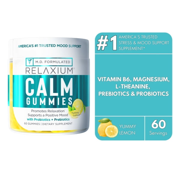 Relaxium Calm Gummies with Vitamin B6, Magnesium, L-Theanine, Sugar Free, 60 Count