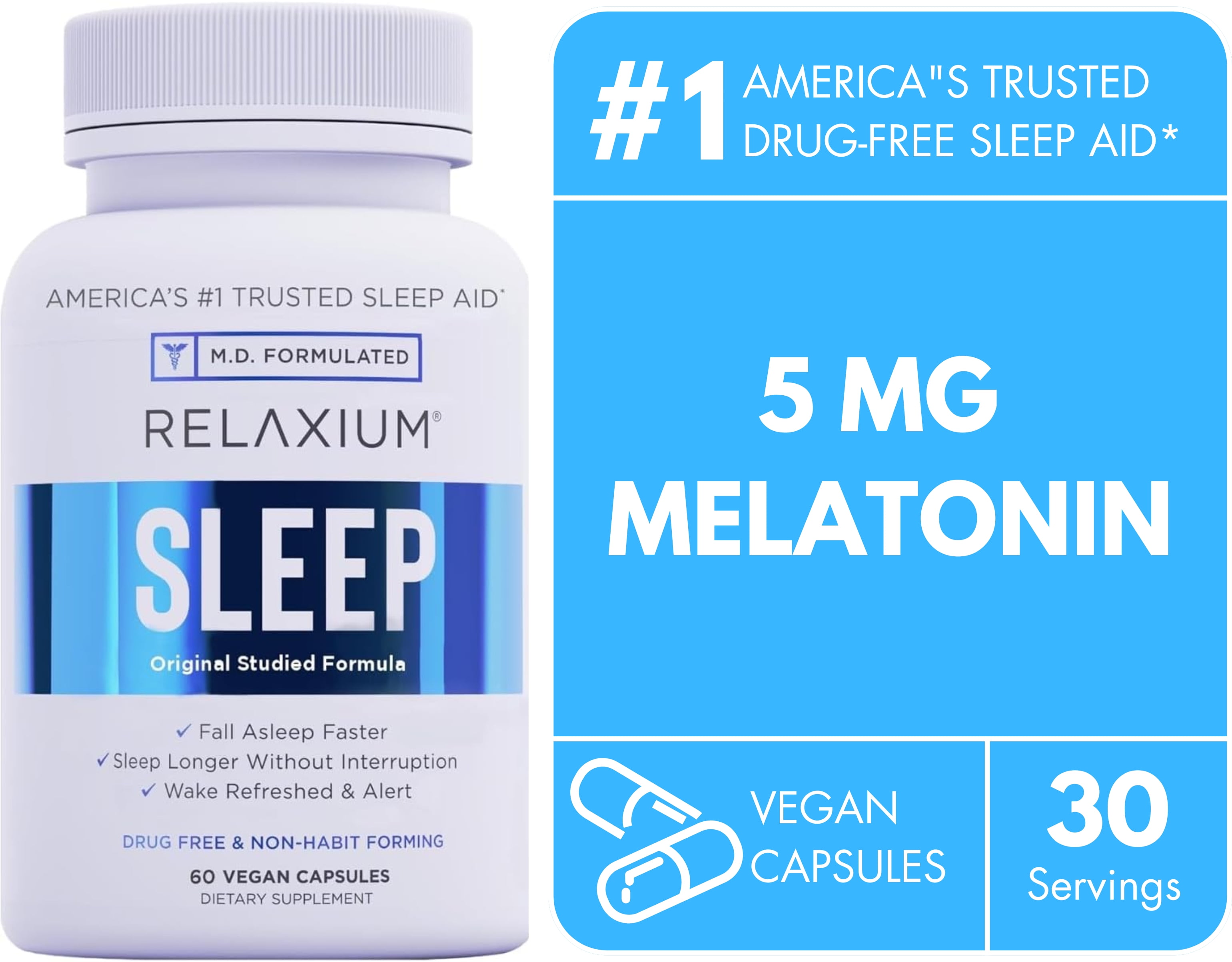 Relaxium - Deep Sleep Aid Pills - Non-Habit Forming, Stress Relief 60 ...