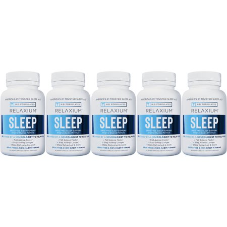 Relaxium Natural Sleep Aid | Non-Habit Forming | Sleep Supplement for Longer Sleep & Stress Relief w/Magnesium, Melatonin, GABA, Chamomile, & Valerian (60 Vegan Capsules, 30 Day Supply)
