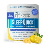 Relaxium Sleep Quick Gummy, Sleep Aid, 5 mg Melatonin, Vitamin D-3, Exclusive Prebiotic & Probiotic Blend, Gluten and Drug Free, Vegan, Lemon Flavor, 60 Gummies (packaging may vary)