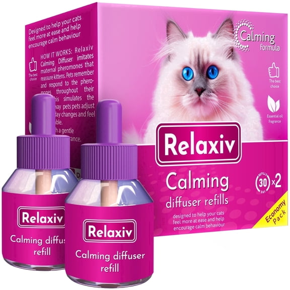 Beloved Pets Calming Pheromone Diffuser Refill for Cats — 2-Pack Refill for Multi-Cat Homes — 30 Days per Refill, Up to 700 sq ft Coverage (Diffuser Not Included)