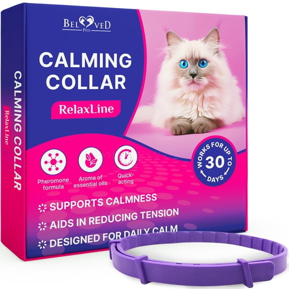 Cat Calming Collar & Pet Anti Anxiety Products - Feline Calm Pheromones Collars & Cats Stress Relief - Relaxivet Comfort Helps with Pee, New Zone, Aggression, Fighting with Dogs & Other Behavior