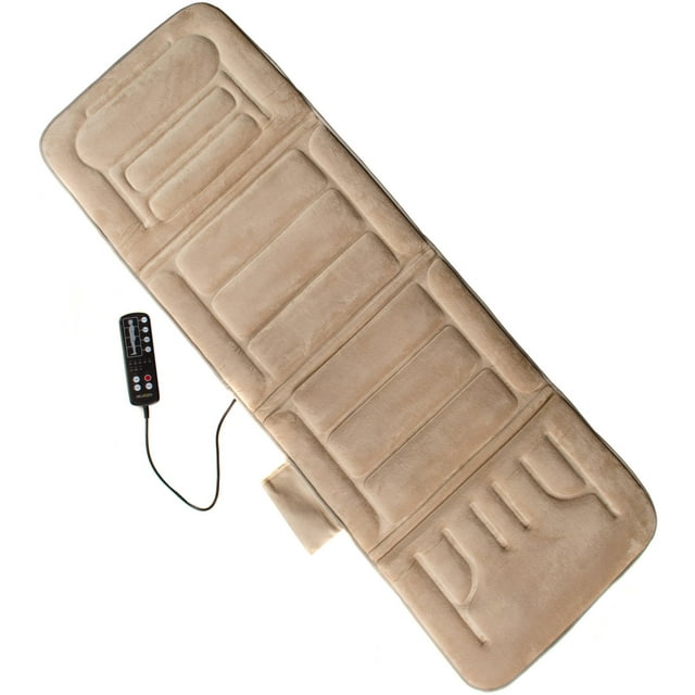 Relaxzen 10-Motor Seat Cushion Massager Mat w/ Heat, Beige