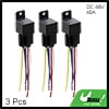Relay 5 Pin 5 Wires w/ Harness Socket Plug DC 48V 40A SPDT Automotive Car 3pcs