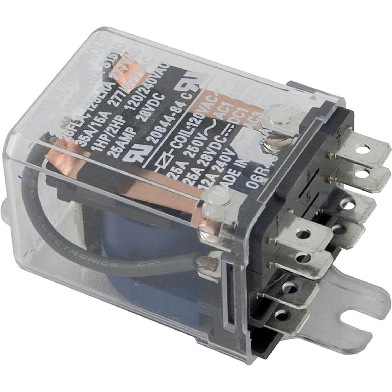 Relay, DPDT, 30A, 115v, Coil, Dustcover