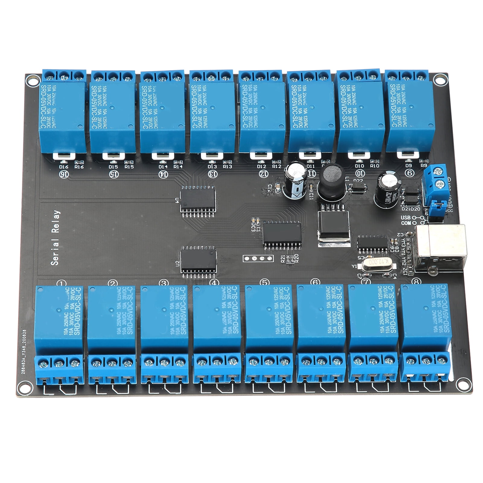 Relay Module, 16 Channel 936V USB Controlled SPDT Switch Relay Module OptoIsolated Board With