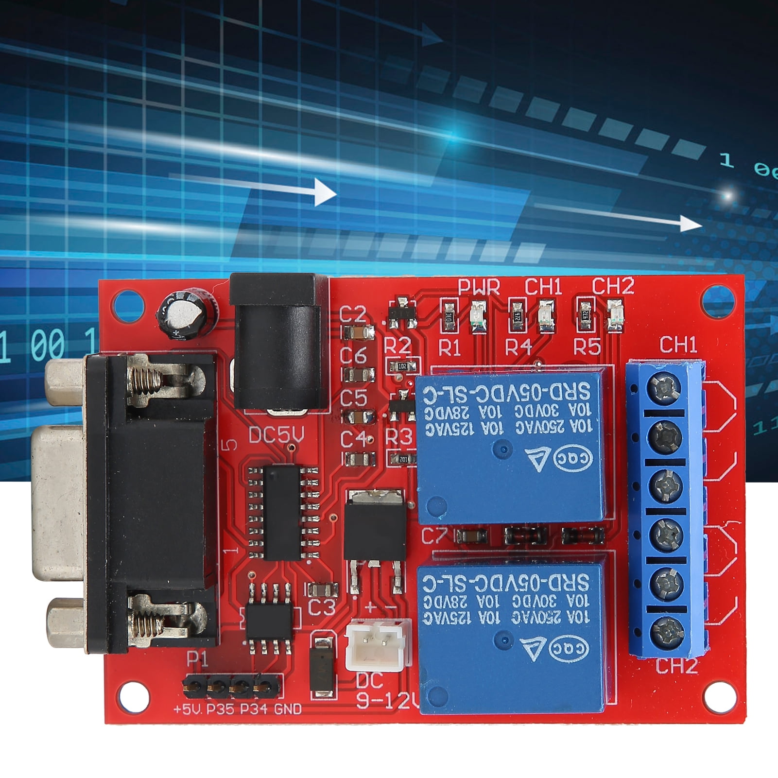 Relay Module 4A Serial Port Control 2Channel,Capacitor Filter SingleChip Controller SR10 With