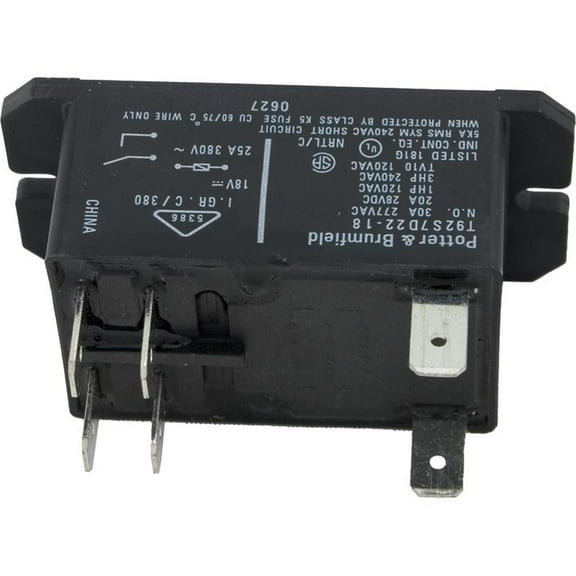 Relay, PandB, T-92, DPST-NO, 30A, 18vdc, Coil