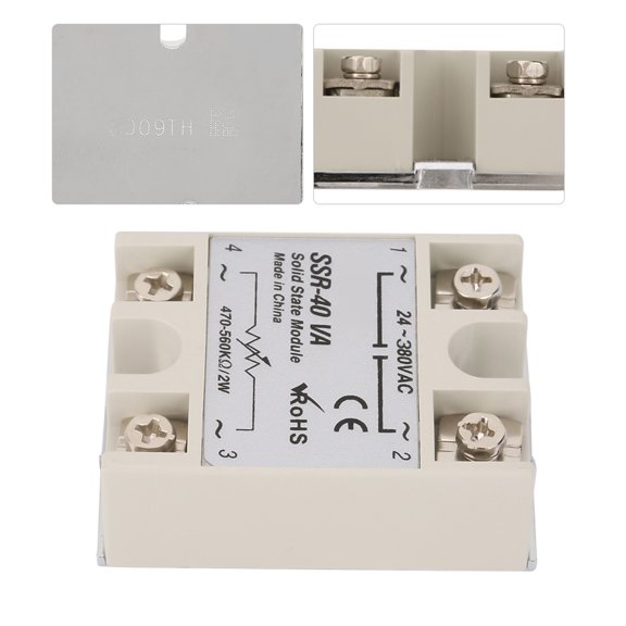 Relay SSR-40VA Solid State Relay, No switching spark, high switching speed, no noise, anti vibration, with long service life, high reliability and compact, an ideal module for