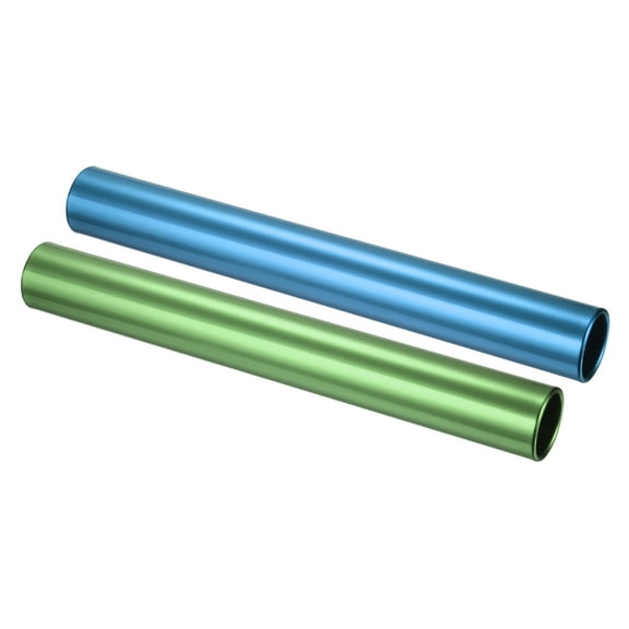 Relay Track Baton Aluminum Sports Tube Field Running Race Stick, Blue, Green, 2 Pack