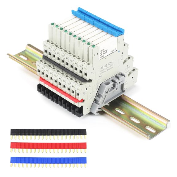 Relays Set SPDT Switching 24 Volts Double Power Including Mounting Accessories For Controls System Space Saving