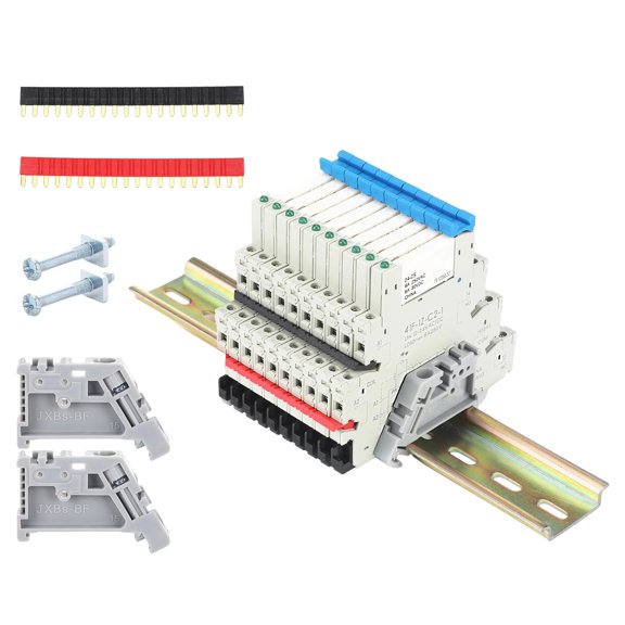 Relays Set SPDT Switching 24 Volts Double Power Including Mounting Accessories For Controls Systems Space Saving