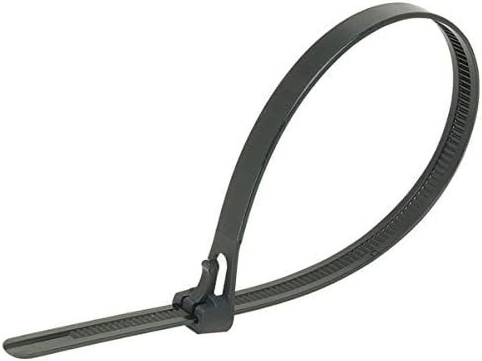 Releasable Cable Ties Black Reusable Nylon Plastic Ties (10, 200mm x 7