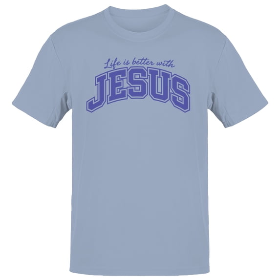 Better Life With Jesus Men's Light Blue T-shirt