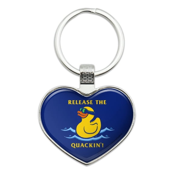 Release the Quackin' Kraken Rubber Duck Funny Humor Keychain Heart Love Metal Key Chain Ring