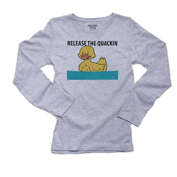 Release the Quackin - Yellow Rubber Ducky Quacking Women's Long Sleeve Grey T-Shirt