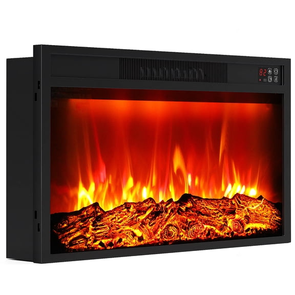 Holliwill 30" Electric Fireplace, Recessed Wall Mounted Insert Heater, Timer, 1400W, Black
