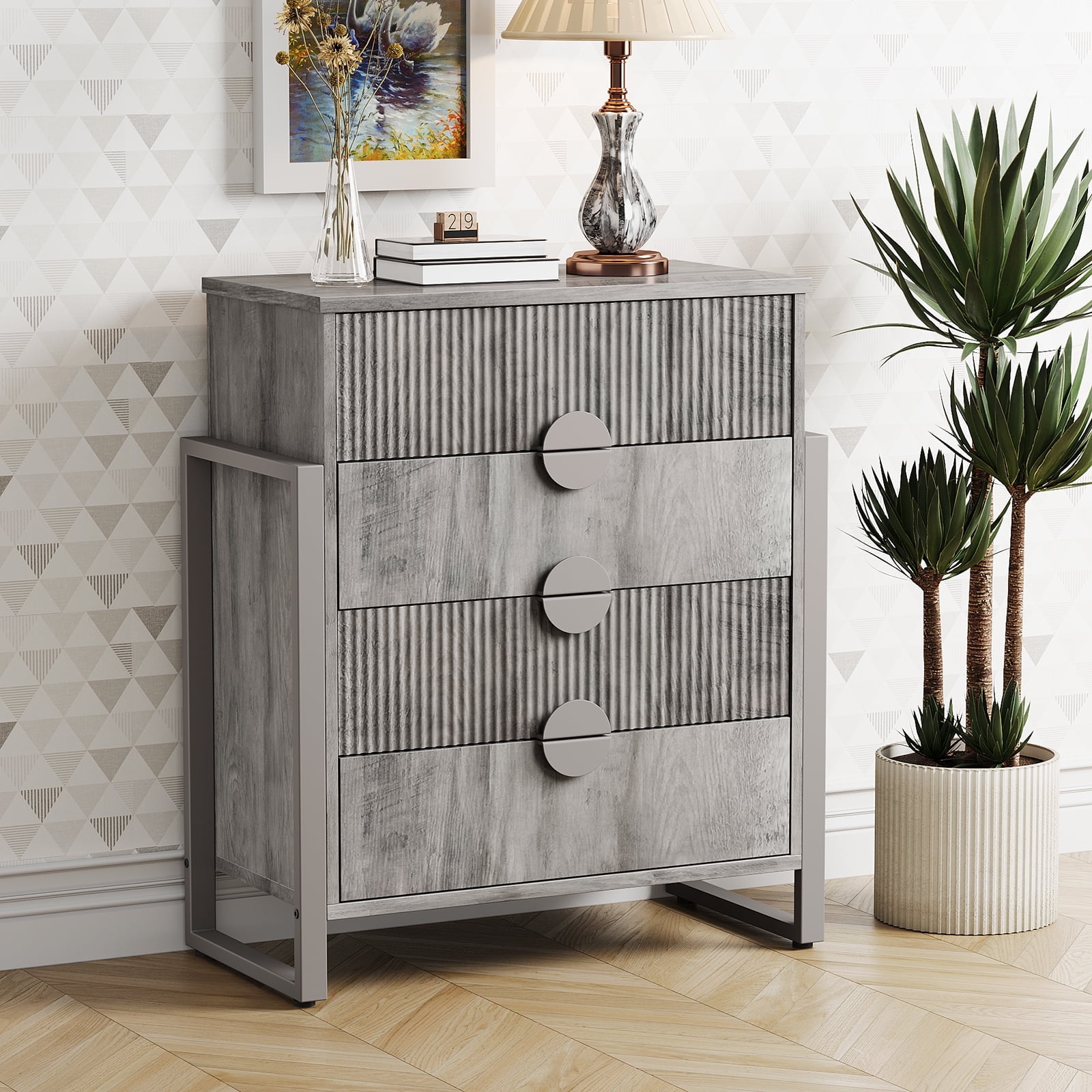 【送料無料】２点セット/White nature Dresser Set Home Square 4 Piece Set with 6 Drawer Double Dresser, 5