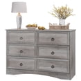 thumbnail image 1 of Relefree 6 Drawer Double Dresser, Modern Wood Horizontal Cabinet Dresser Chest of Drawers for Bedroom, Living Room, Adult, Gray Wash, 1 of 8