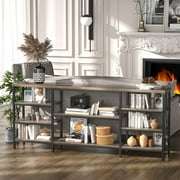 Relefree 70.8 in Console Table for Entryway, Industrial Wood Sofa Table Narrow Storage Shelves for Living Room, Bedroom, Hallway, Gray Wash