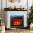 thumbnail image 1 of Holliwill Electric Fireplace Mantel, 44" Freestanding Fireplace Heater with LED Lights, Infrared Quartz Heater, 1400W, White & Brown, 1 of 8