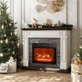 thumbnail image 1 of Holliwill Electric Fireplace Mantel, 44" Freestanding Fireplace Heater with Stacked Stone Surround Firebox, Infrared Quartz Heater with Adjustable Led Flame, Remote Control, 1400W, White Brown, 1 of 7