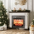 thumbnail image 1 of Holliwill Electric Fireplace Mantel, 44" Freestanding Fireplace Heater with Stacked Stone Surround Firebox with Remote Control, 1400W, White Brown, 1 of 8
