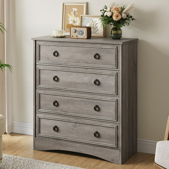 Holliwill Modern Drawer Dresser for Living Room, Bedroom, Hallway, Dresser Chest with 4 Drawers, Gray